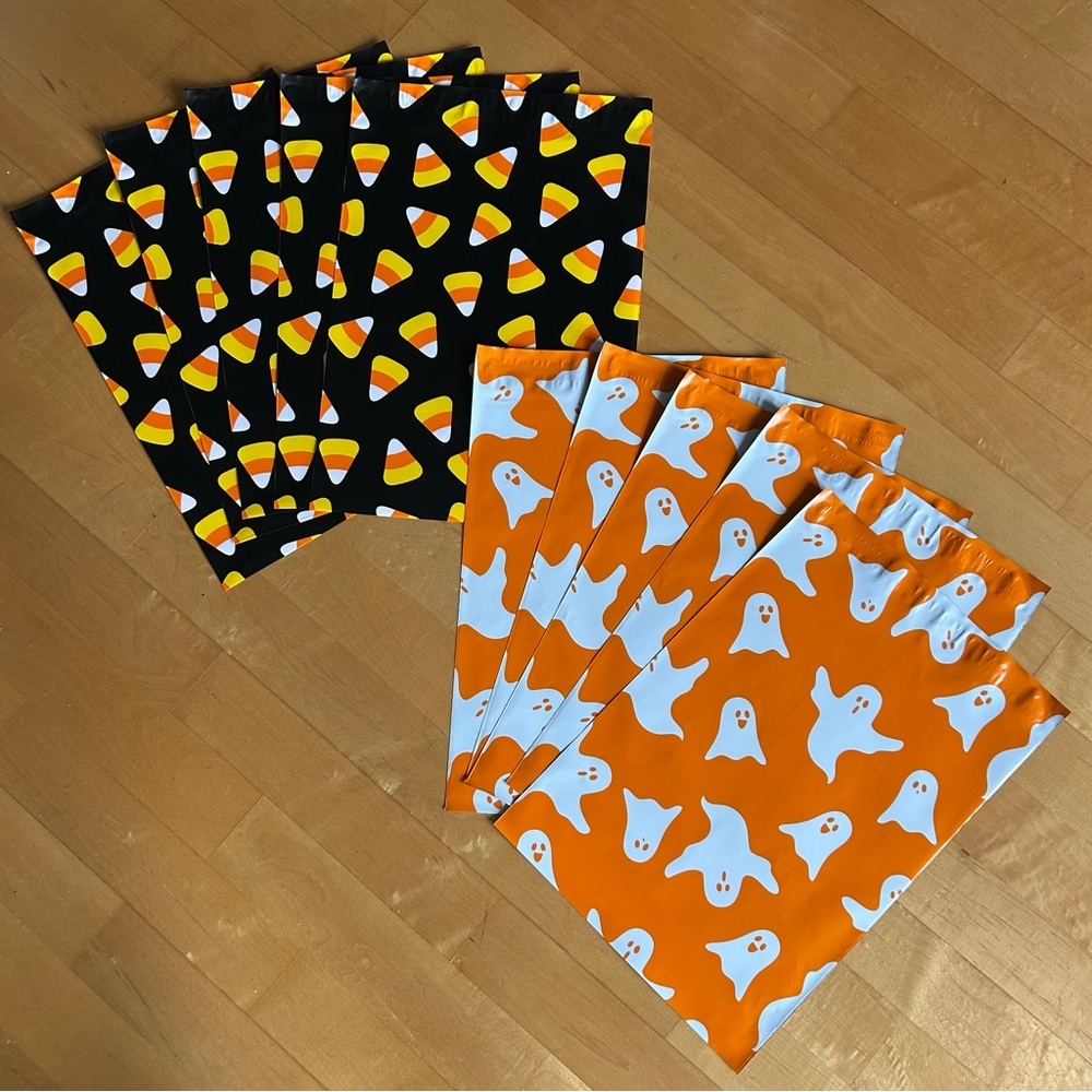 10 Count - Variety Bundle of 10x13 Polymailers (CANDY CORN + GHOSTS ORANGE)
